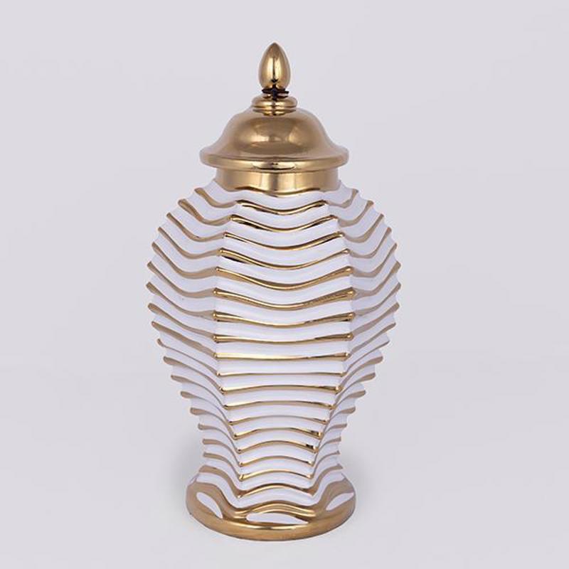 ESTHETI home - ΣΗΜΑΝΤΙΚΟ: Σε περίπτωση διαφοράς τιμής από το κατάστημα ισχύει παντα και μόνο η τιμή του καταστήματος ESTHETI home Βάζο Κεραμικό/Μεταλλικό Λευκό/Χρυσό Φ19.6x